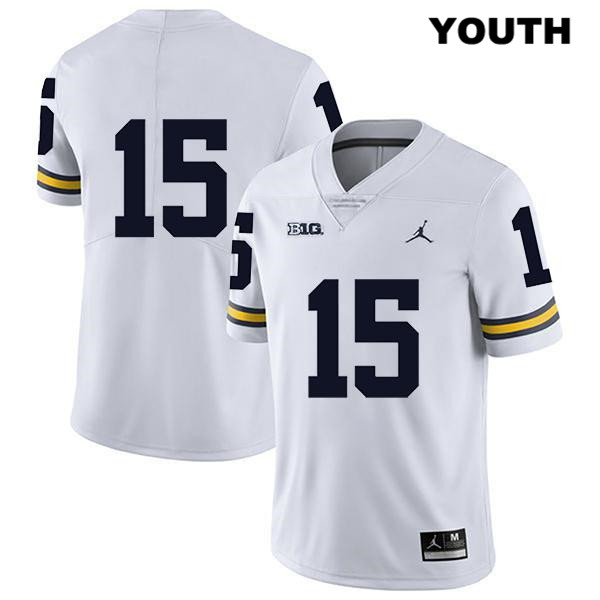 Youth NCAA Michigan Wolverines Christopher Hinton #15 No Name White Jordan Brand Authentic Stitched Legend Football College Jersey DI25J28KA